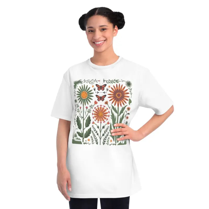 Flutter Into Style with Cottagecore Butterflies Cotton Tees - White / s T-shirt