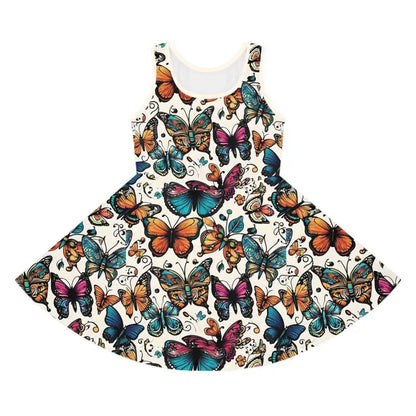 Flutter in Style: Girls’ Sleeveless Sundress with Butterflies Pattern - All Over Prints