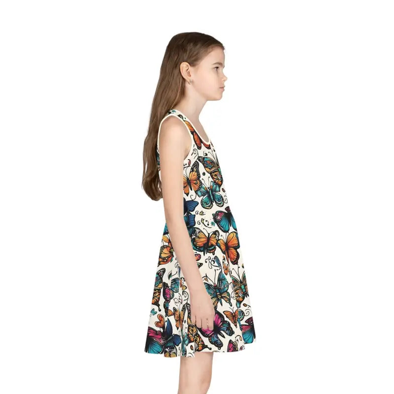 Flutter in Style: Girls’ Sleeveless Sundress with Butterflies Pattern - All Over Prints