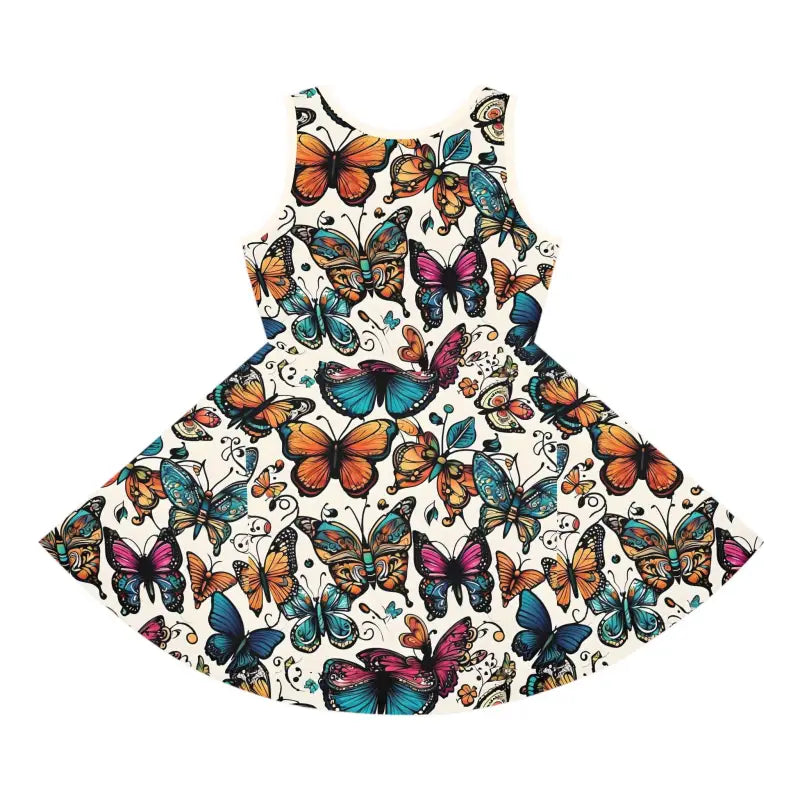 Flutter in Style: Girls’ Sleeveless Sundress with Butterflies Pattern - All Over Prints