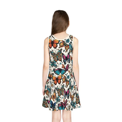 Flutter in Style: Girls’ Sleeveless Sundress with Butterflies Pattern - All Over Prints