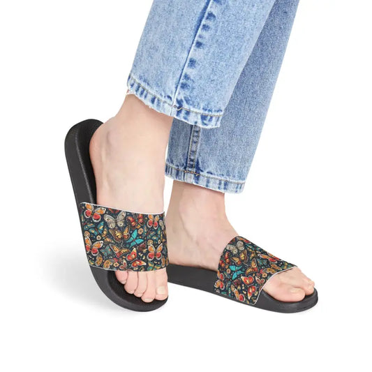 Slide Into Summer with Graphic Butterflies Sandals - Black / us 6 Shoes