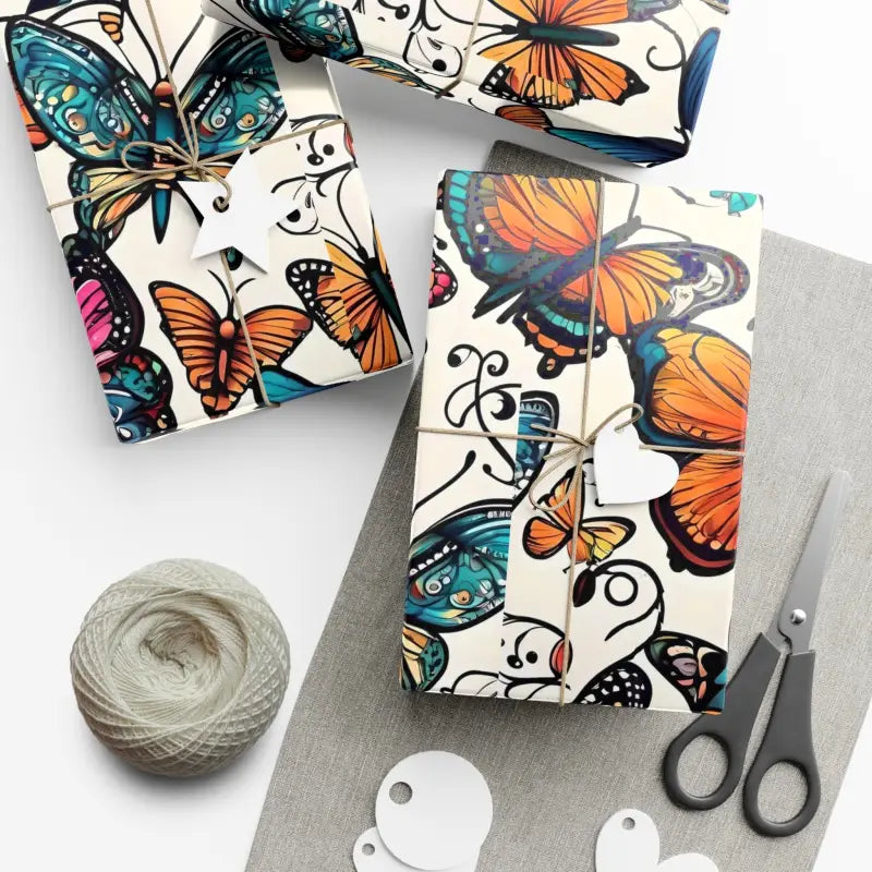 Fluttering Joy: Colorful Butterfly Gift Wrap Magic - 30’’ x 20’’ / Satin Home Decor