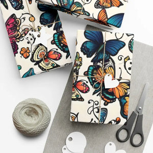 Gift Wrap Papers - Colorful Butterflies Bold Design - Dipaliz - 30’’ x 144’’ / Matte - Wrapping Paper