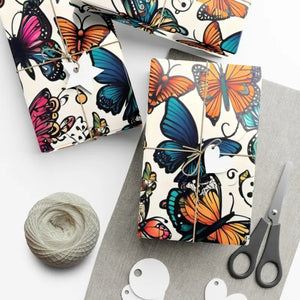 Gift Wrap Papers - Colorful Butterflies Bold Design - Dipaliz - 30’’ x 72’’ / Satin - Wrapping Paper