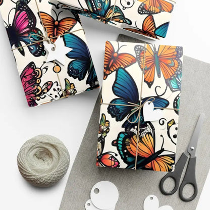 Fluttering Joy: Colorful Butterfly Gift Wrap Magic - 30’’ x 72’’ / Satin Home Decor