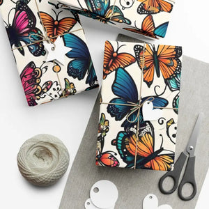Gift Wrap Papers - Colorful Butterflies Bold Design - Dipaliz - 30’’ x 72’’ / Matte - Wrapping Paper