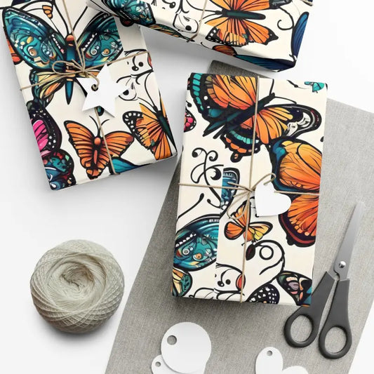 Fluttering Joy: Colorful Butterfly Gift Wrap Magic - 30’’ x 20’’ / Matte Home Decor