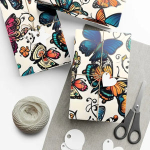 Gift Wrap Papers - Colorful Butterflies Bold Design - Dipaliz - 30’’ x 144’’ / Satin - Wrapping Paper