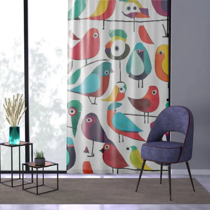 Get Chirpy With Fluttering Colorful Birds Window Curtain! - Home Decor