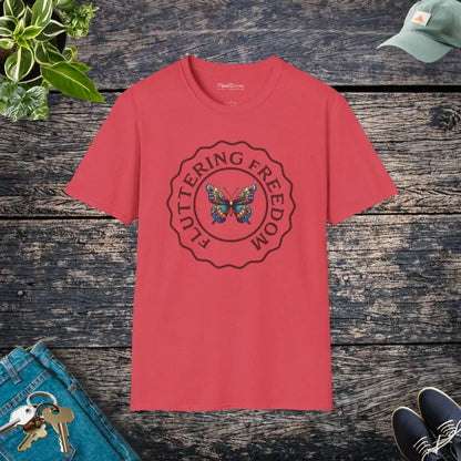 Fluttering Freedom Softstyle Cotton Tee for Everyone - Heather Red / s T-shirt