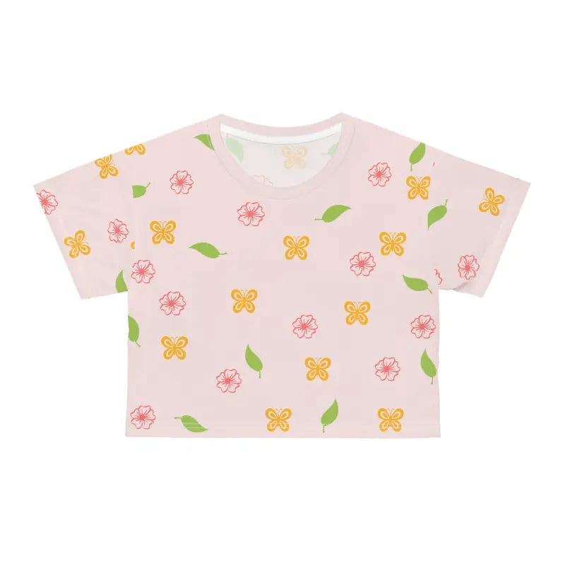 Fluttery Blooms Crop Tee: Embrace the Flower Power in Style - Tee