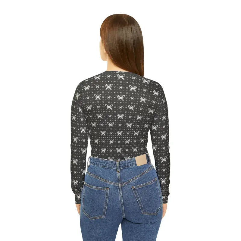 Fluttery Butterflies V-neck Long Sleeve Top - All Over Prints