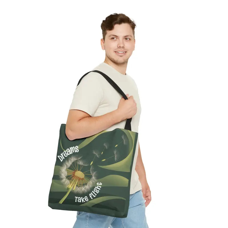 Soar with Style: Dreams Take Flight Dandelion Seeds Tote Bag - Bags