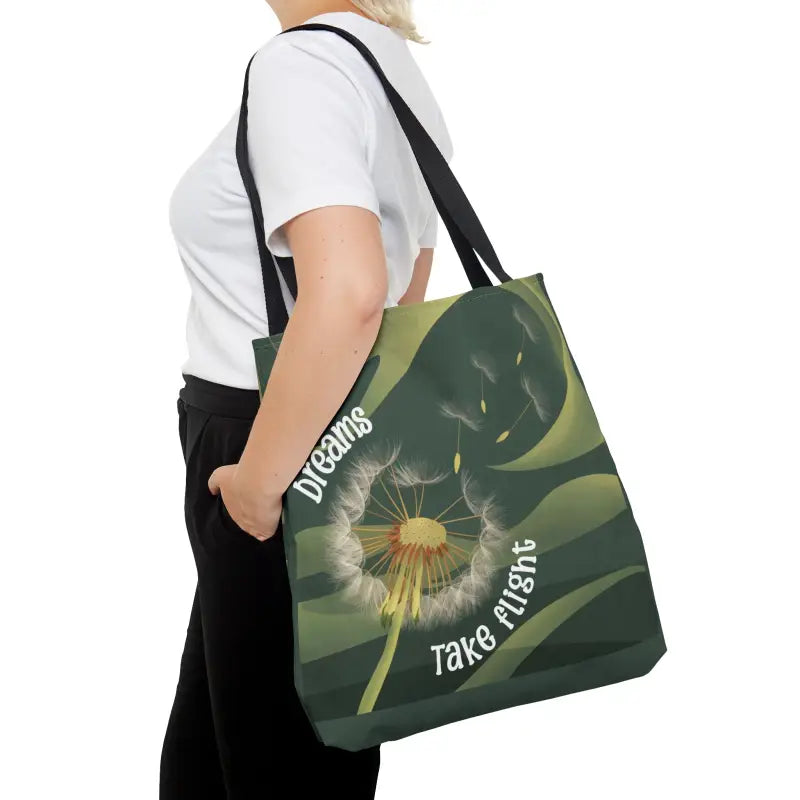 Soar with Style: Dreams Take Flight Dandelion Seeds Tote Bag - Large Bags