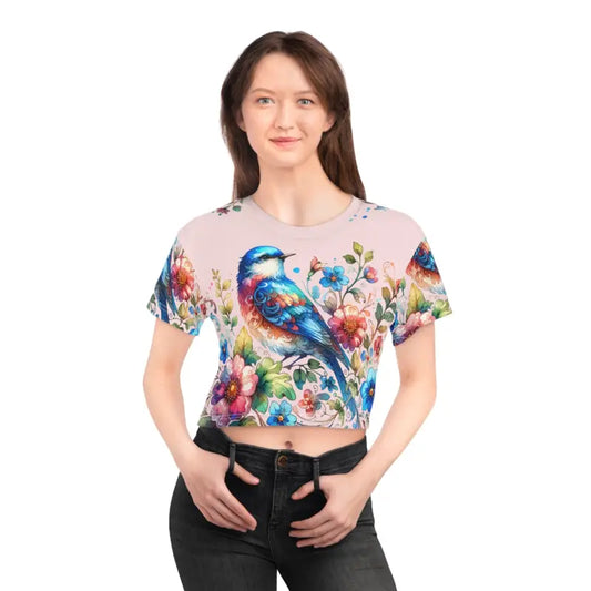 Fly High in Style with Soft Pastels Aop Crop Tee! - White Stitching / l Tee