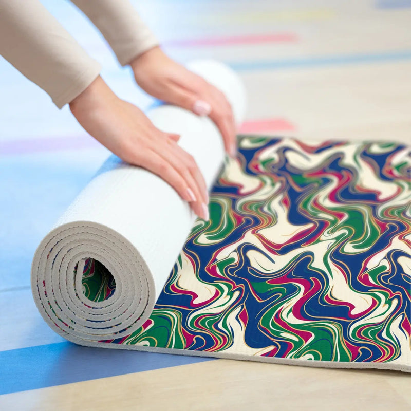 DipaliZ Foam Yoga Mat Vibrant Retro Swirl