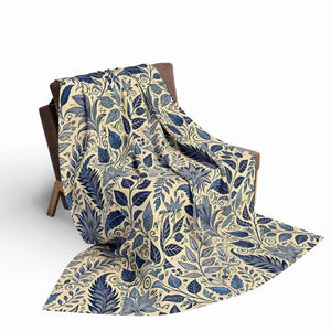 Vibrant Blue Foliage Arctic Fleece Blanket - Dipaliz - Blankets