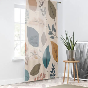 Muted Colors Window Curtains Retro Foliage Pattern - Dipaliz - Sheer / White / 50’’ × 84’’