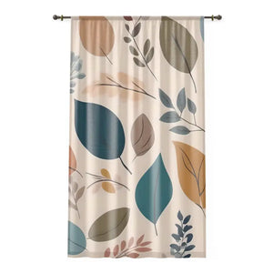 Muted Colors Window Curtains Retro Foliage Pattern - Dipaliz - Sheer / White / 50’’ × 84’’