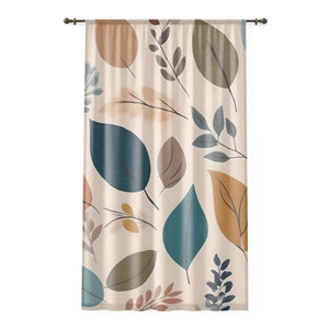Muted Colors Window Curtains - Retro Foliage Pattern - Dipaliz - Sheer / White / 50’’ × 84’’ - Home Decor