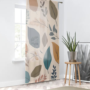 Muted Colors Window Curtains - Retro Foliage Pattern - Dipaliz - Sheer / White / 50’’ × 84’’ - Home Decor