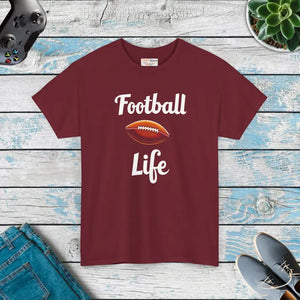 T-shirt - Football Life Heavy Cotton Tee - Game Day Essential - Dipaliz Garnet / s