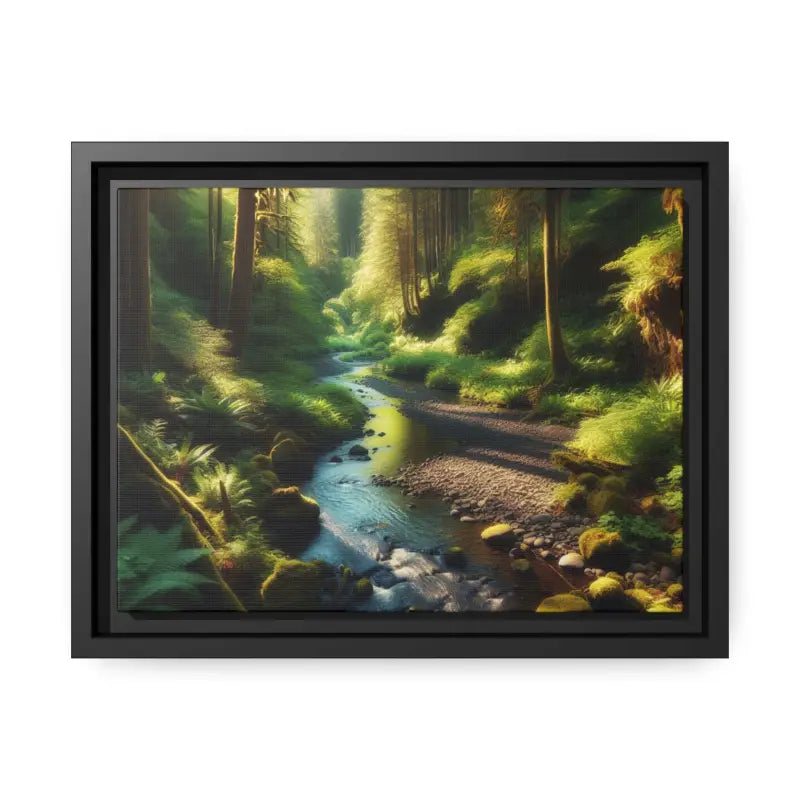 Serene Creek Forest Matte Canvas in Sleek Black Frame - 12’’ x 9’’ (horizontal) / 1.25’’