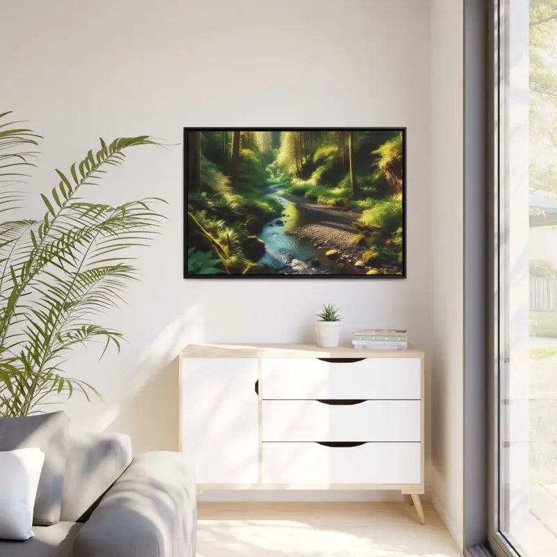 Forest Matte Canvas: Tranquil Art in a Sleek Black Frame - Canvas