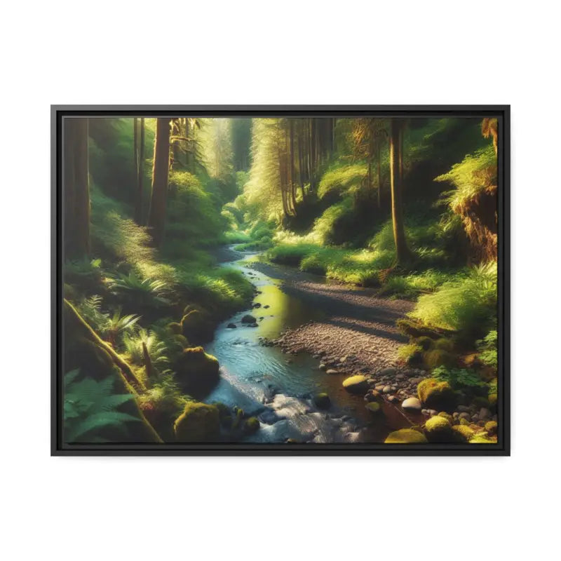 Serene Creek Forest Matte Canvas in Sleek Black Frame - 32’’ x 24’’ (horizontal) / 1.25’’