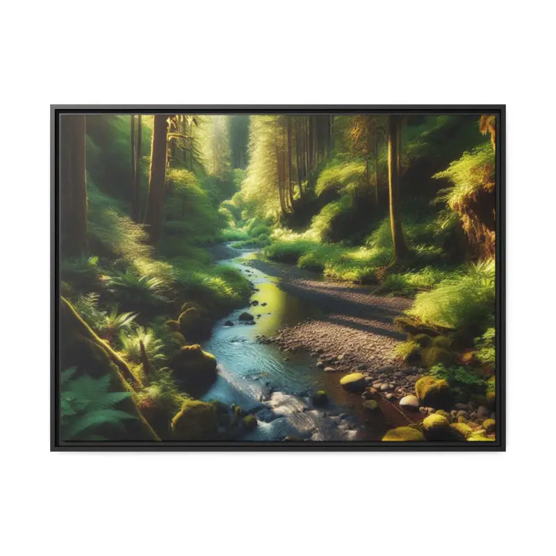 Serene Creek Forest Matte Canvas in Sleek Black Frame - 40’’ x 30’’ (horizontal) / 1.25’’