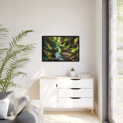 Forest Matte Canvas: Tranquil Art in a Sleek Black Frame - Canvas