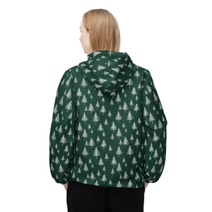 Outerwear - Forest Pines Windbreaker Jacket - Green Hooded Print - Dipaliz