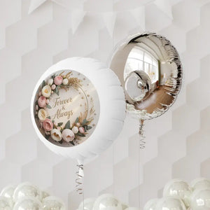 Elegant Mylar Helium Balloon - Floral Design Party Decor - Dipaliz - Round / 22’’ / White - Balloons