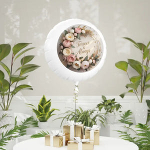 Elegant Mylar Helium Balloon - Floral Design Party Decor - Dipaliz - Round / 22’’ / White - Balloons