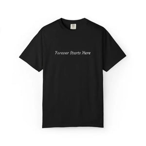 T-shirt - Embroidered Minimalist Graphic Tee Forever Starts Here - Dipaliz Black / s