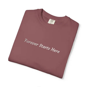 T-shirt - Embroidered Minimalist Graphic Tee Forever Starts Here - Dipaliz