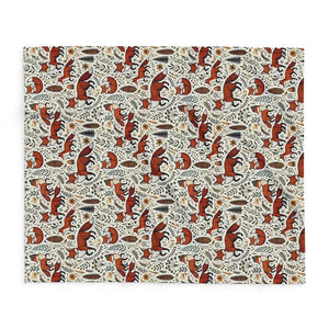 Home Decor - Arctic Fleece Blanket Fox Leaves Design Cozy Comfort - Dipaliz
