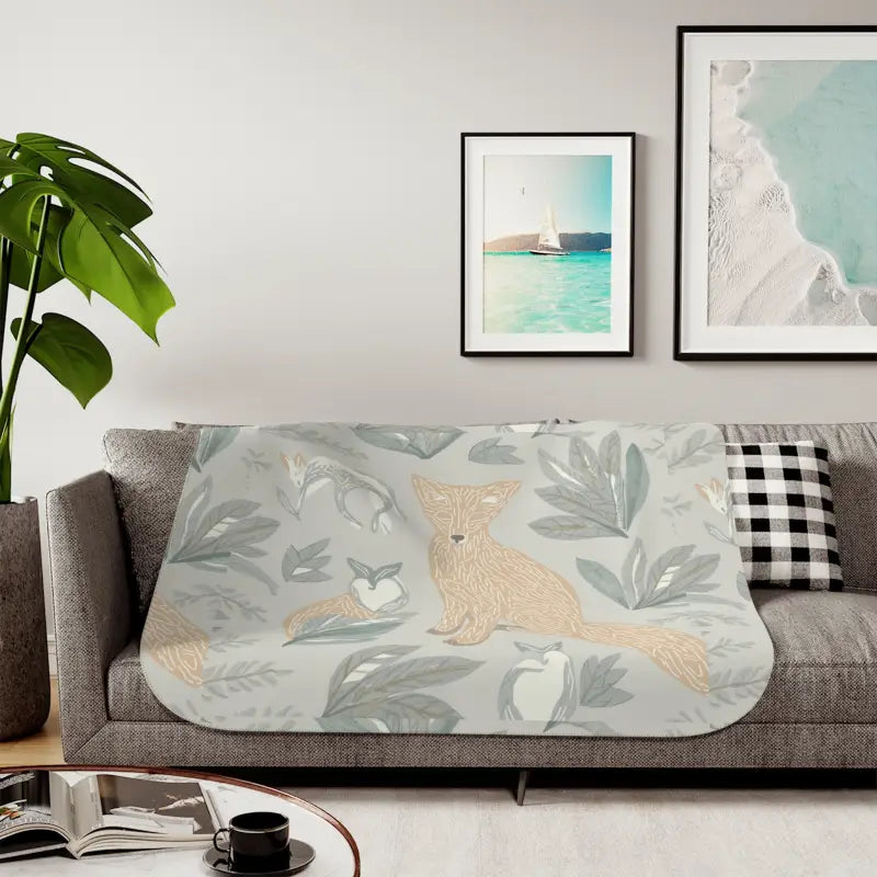 Snuggle in Style: Luxury Fox Sherpa Blanket for Ultimate Comfort - 50’’ × 60’’ / Grey Home Decor