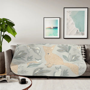 Fox Sherpa Blanket – Soft Forest Throw - Dipaliz - Quilts & Comforters