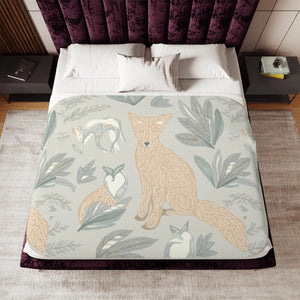 Fox Sherpa Blanket – Soft Forest Throw - Dipaliz - Quilts & Comforters
