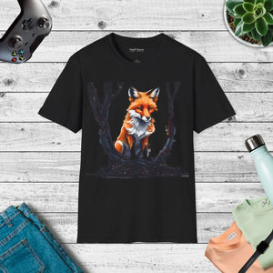 Cozy Red Fox T-shirt - Softstyle Cotton Woodland Tee - Dipaliz - T-shirts