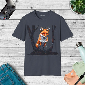 Cozy Red Fox T-shirt - Softstyle Cotton Woodland Tee - Dipaliz - T-shirts