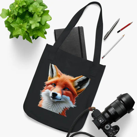 Eco Chic Fox Canvas Tote Bag for Trendy Tree-huggers - one Size / Black Bags