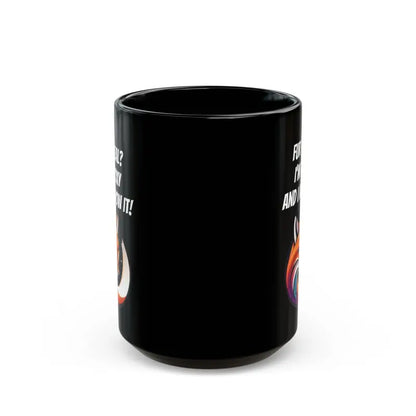 Foxy Cat Mug: Funny Black Mug for Pawsome Mornings