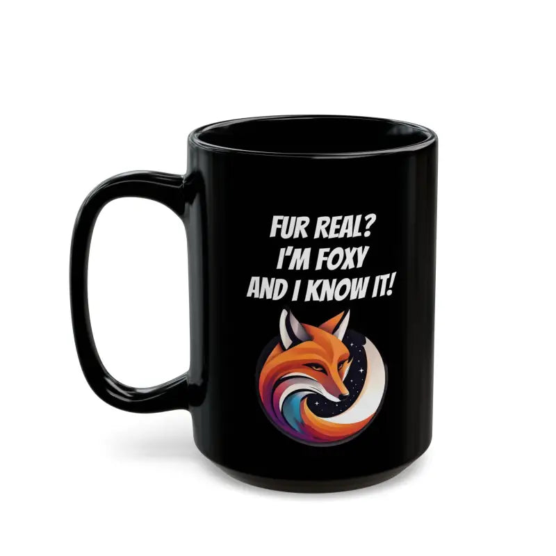 Foxy Cat Mug: Funny Black Mug for Pawsome Mornings