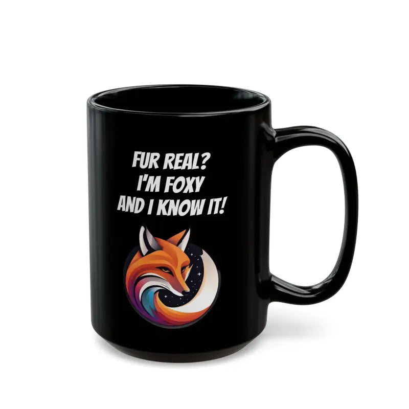 Foxy Cat Mug: Funny Black Mug for Pawsome Mornings