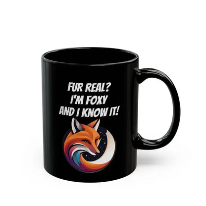 Foxy Cat Mug: Funny Black Mug for Pawsome Mornings