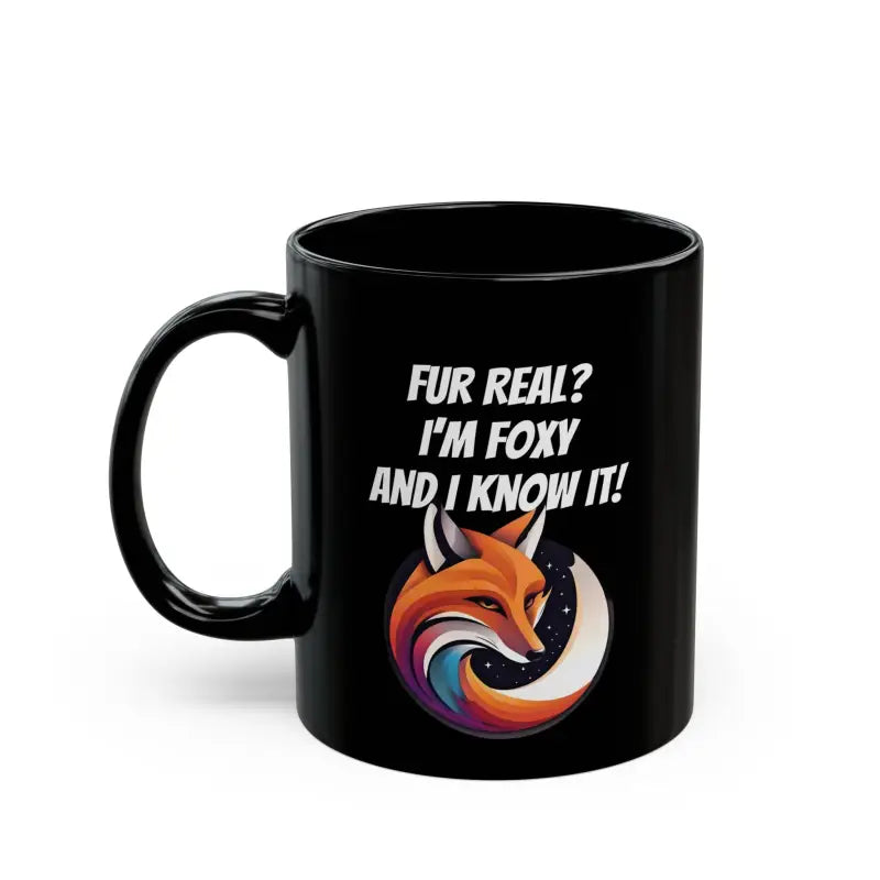 Foxy Cat Mug: Funny Black Mug for Pawsome Mornings