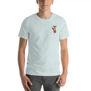 Embroidered Fox T-shirt - Unisex Women’s Fashion Tee - Dipaliz - Heather Prism Ice Blue / Xs - T-shirts